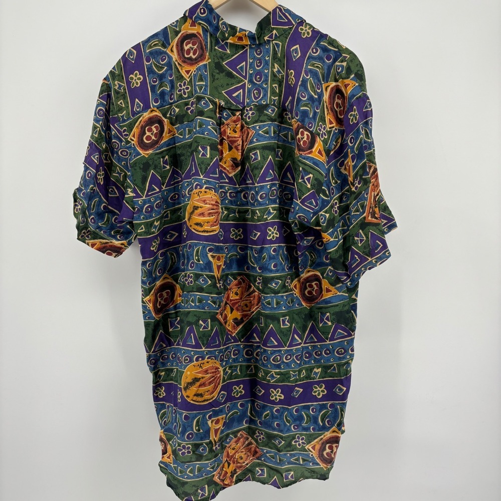 Jane Ashley Silk Button Up Shirt Womens Medium Multicolor Excellent Abstract Art - Picture 6 of 6